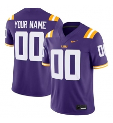 Men's LSU Tigers ACTIVE PLAYER Custom Purple Stitched Game Jersey