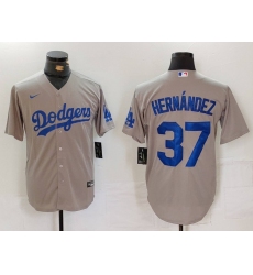 Men's Los Angeles Dodgers #37 Teoscar Hernandez Grey Cool Base Stitched Jersey