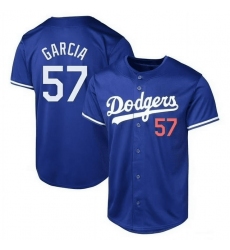 Men's Los Angeles Dodgers #57 Luis Garcia Blue Cool Base Stitched Baseball Jersey