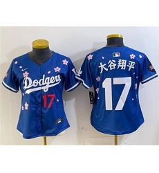 Women's Los Angeles Dodgers #17 大谷翔平 Royal 2025 Tokyo Series Limited Stitched Baseball Jersey(Run Small)