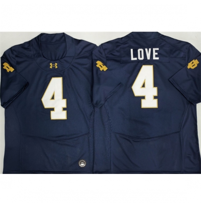 Men's Notre Dame Fighting Irish #4 Jeremiyah Love Navy Blue Limited Stitched Jersey
