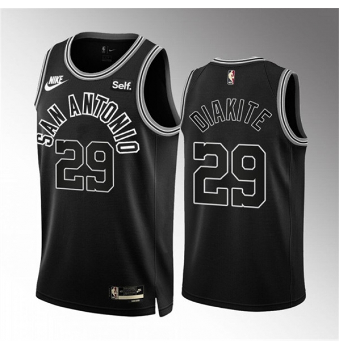 Men's San Antonio Spurs #29 Mamadi Diakite Black Icon Edition Stitched Basketball Jersey