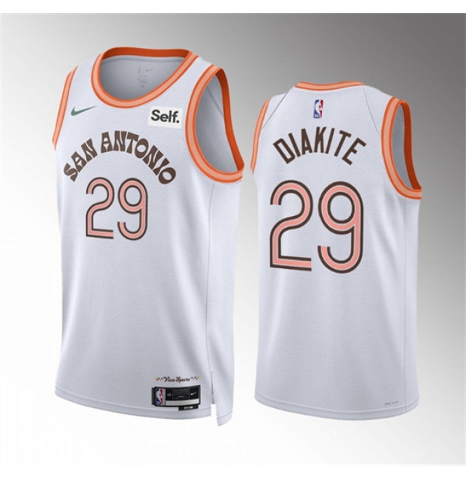 Men's San Antonio Spurs #29 Mamadi Diakite White 2023-24 City EditionStitched Basketball Jersey