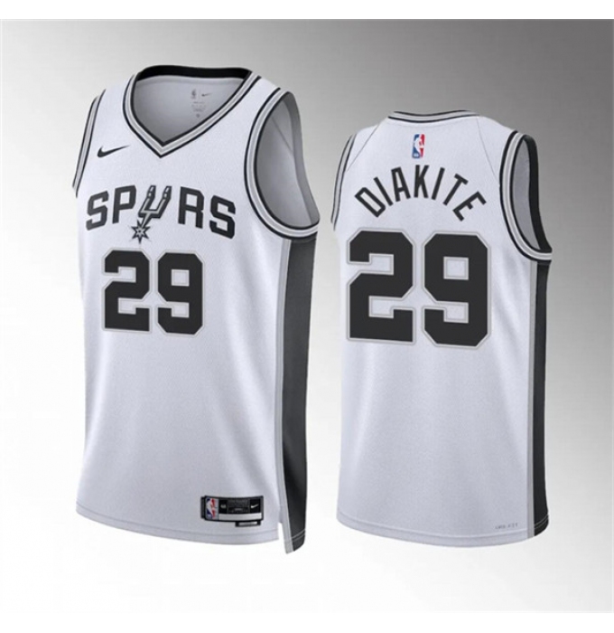 Men's San Antonio Spurs #29 Mamadi Diakite White Association Edition Stitched Basketball Jersey