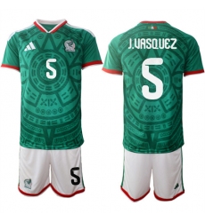 Men's Mexico #5 J.UASQUEZ National Team FIFA x World Cup 2026 Home Green On Field Jersey