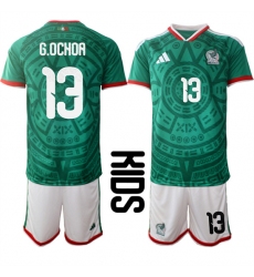 Youth Mexico #13 G.OCHOA National Team FIFA x World Cup 2026 Home Green On Field Kids Jersey