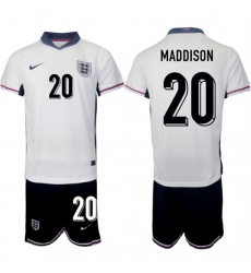 Men's England #20 James Maddison 2024-25 White Home Soccer Jersey Suit