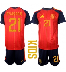 Youth Spain #21 OYARZABAL National Team FIFA x World Cup 2026 Home Red On Field Kids Jerseys