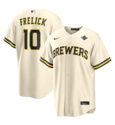 Men's Milwaukee Brewers #10 Sal Frelick Nike Cream 2026 World Series Home Replica Jersey