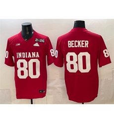 Men's Indiana Hoosiers #80 Charlie Becker Red F.U.S.E. 2026 Patch Stitched Football Jersey