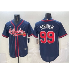 Men's Atlanta Braves #99 Spencer Strider Navy Cool Base Stitched Baseball Jersey