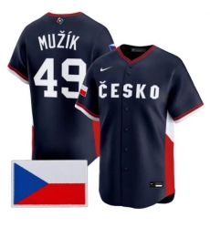 Men's Czech Republic Baseball #49 Martin Muk Nike Navy 2026 World Baseball Classic Jersey
