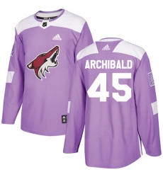 Men's Adidas Arizona Coyotes #45 Josh Archibald Authentic Purple Fights Cancer Practice NHL Jersey
