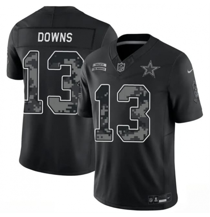 Men's Dallas Cowboys #13 Caleb Downs Black 2026 F.U.S.E. Salute to Service Limited Stitched Football Jersey