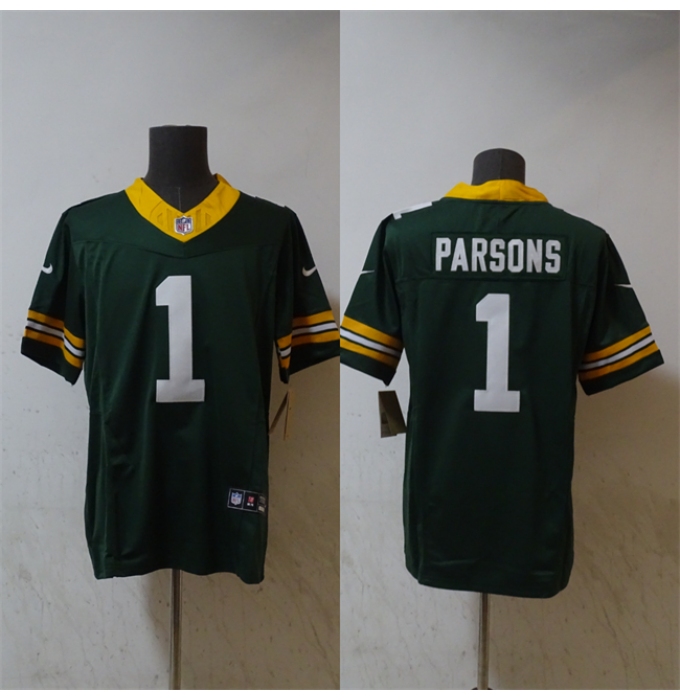 Men's Green Bay Packers #1 Micah Parsons Green Vapor 2025 F.U.S.E. Limited Stitched Football Jersey