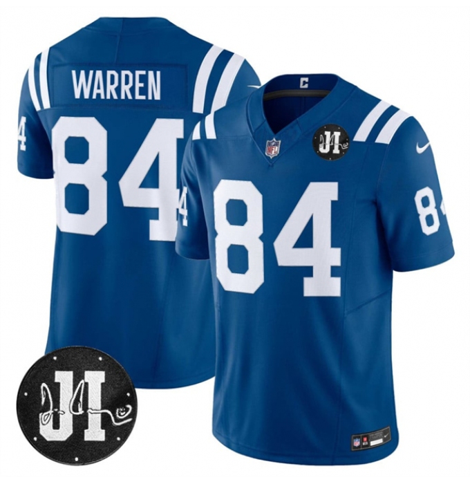 Men's Indianapolis Colts #84 Tyler Warren Blue 2025 F.U.S.E. Jim Irsay Vapor Limited Football Stitched Jersey