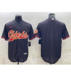 Men's Kansas City Chiefs Blank Black With Patch Cool Base Stitched Baseball Jersey