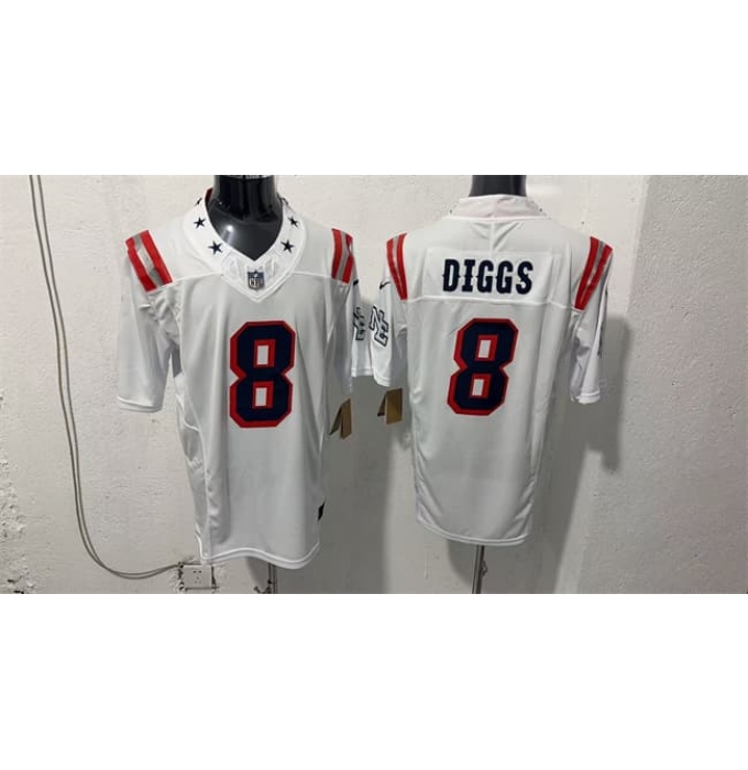 Men's New England Patriots #8 Stefon Diggs White F.U.S.E. Vapor Limited Football Stitched Jersey