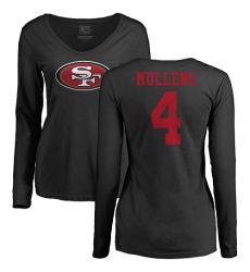 NFL Women's Nike San Francisco 49ers #4 Nick Mullens Black Name & Number Logo Long Sleeve T-Shirt