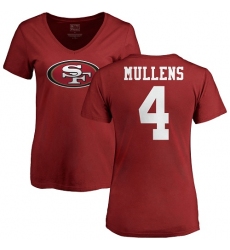 NFL Women's Nike San Francisco 49ers #4 Nick Mullens Red Name & Number Logo T-Shirt