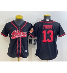 Women's San Francisco 49ers #13 Brock Purdy Black With Patch Cool Base Stitched Baseball Jersey