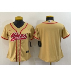 Women's San Francisco 49ers Blank Gold With Patch Cool Base Stitched Baseball Jersey(Run Small)