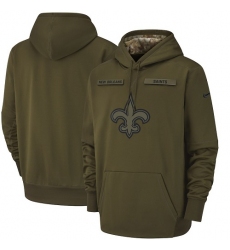 Men's New Orleans Saints Nike Olive Salute to Service Sideline Therma Performance Pullover Hoodie