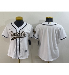 Women's New Orleans Saints Blank White With Patch Cool Base Stitched Baseball Jersey