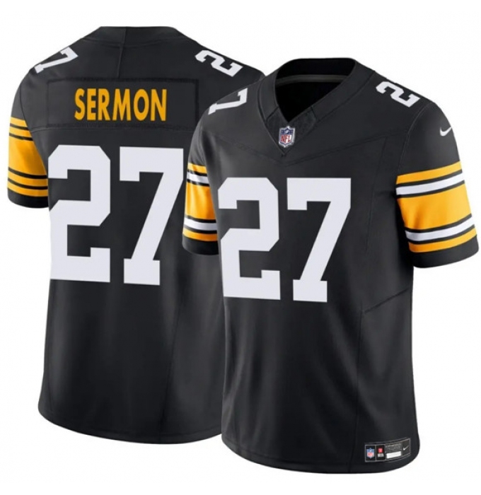 Men's Pittsburgh Steelers #27 Trey Sermon Black 2025 F.U.S.E. Alternate Vapor Untouchable Limited Football Stitched Jersey