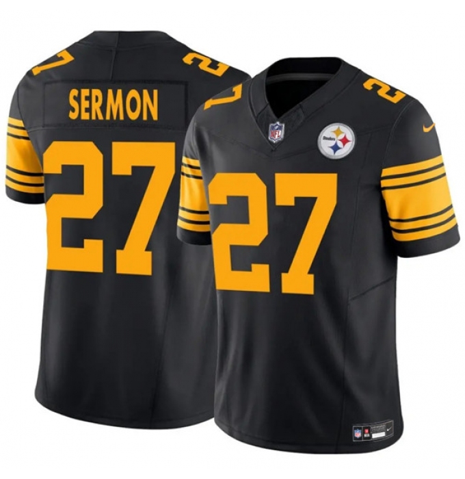 Men's Pittsburgh Steelers #27 Trey Sermon Black 2025 F.U.S.E. Color Rush Vapor Untouchable Limited Football Stitched Jersey