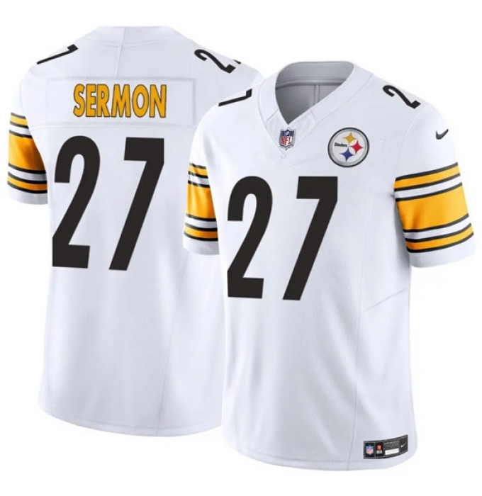 Men's Pittsburgh Steelers #27 Trey Sermon White 2025 F.U.S.E. Vapor Limited Football Stitched Jersey