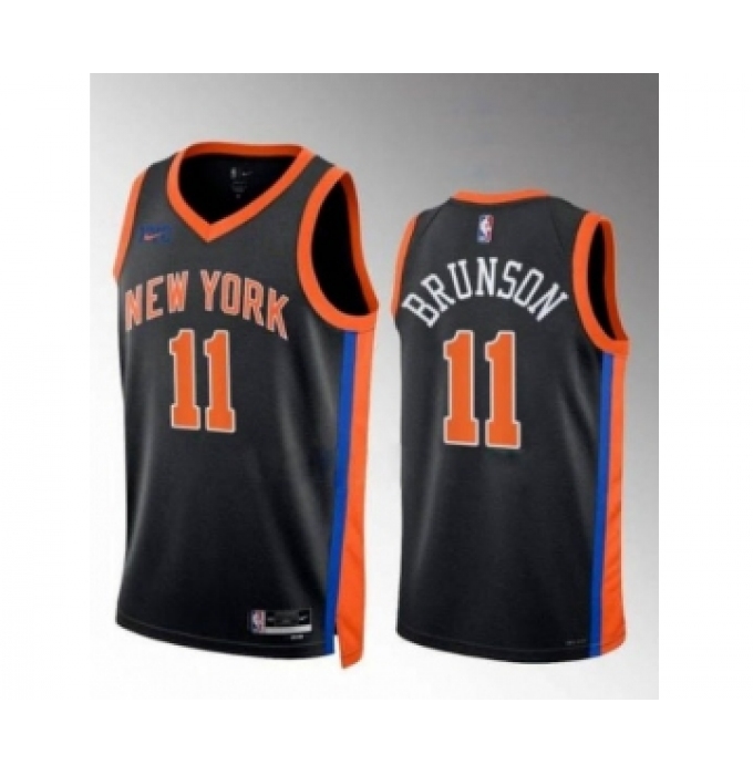 Men's New York Knicks #11 Jalen Brunson Black Stitched Basketball Jersey