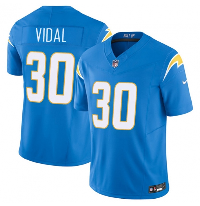 Men's Los Angeles Chargers #30 Kimani Vidal Blue 2025 F.U.S.E. Vapor Limited Football Stitched Jersey