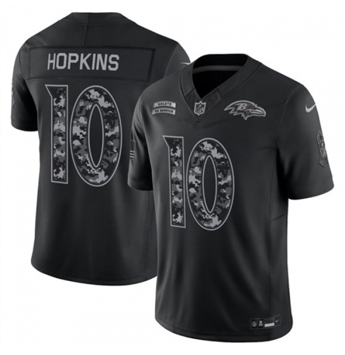 Men's Baltimore Ravens #10 DeAndre Hopkins Black F.U.S.E. 2026 Salute to Service Limited Football Stitched Jersey