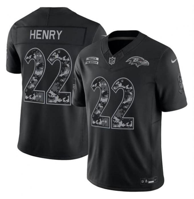 Men's Baltimore Ravens #22 Derrick Henry Black F.U.S.E. 2026 Salute to Service Limited Football Stitched Jersey