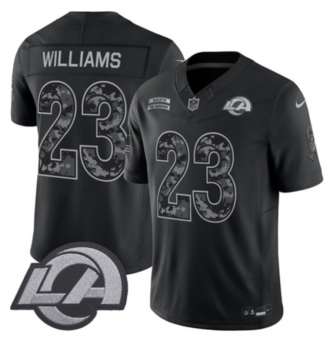 Men's Los Angeles Rams #23 Kyren Williams Black 2026 F.U.S.E. Salute to Service Limited Football Stitched Jersey