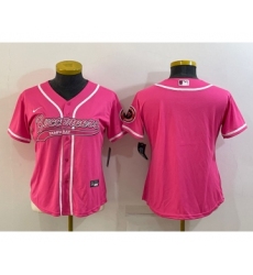 Women's Tampa Bay Buccaneers Blank Pink With Patch Cool Base Stitched Baseball Jersey