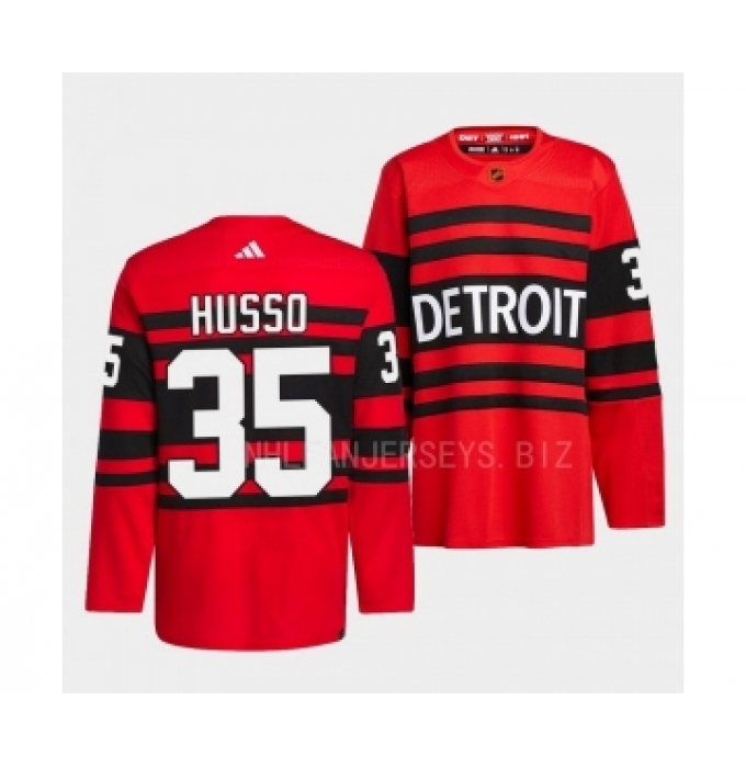 Men's Detroit Red Wings 2022 Reverse Retro 2.0 #35 Ville Husso Red Authentic Pro Jersey