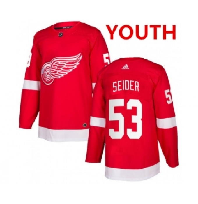 Youth Detroit Red Wings #53 Moritz Seider Red Home Hockey Stitched NHL Jersey
