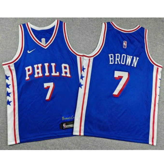 Youth Philadelphia 76ers #7 Jaylen Brown Royal 2026 Icon Edition Stitched Jersey