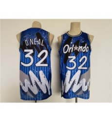 Men's Orlando Magic #32 Shaquille O'Neal Blue Throwback basketball Jersey