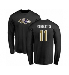 Football Baltimore Ravens #11 Seth Roberts Black Name & Number Logo Long Sleeve T-Shirt