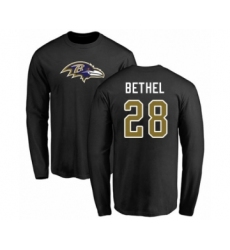 Football Baltimore Ravens #28 Justin Bethel Purple Name & Number Logo T-Shirt