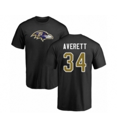 Football Baltimore Ravens #34 Anthony Averett Black Name & Number Logo T-Shirt