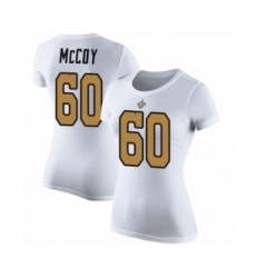 Football Women's New Orleans Saints #60 Erik McCoy White Rush Pride Name & Number T-Shirt