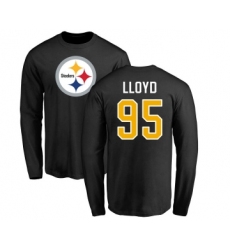 Football Pittsburgh Steelers #95 Greg Lloyd Black Name & Number Logo Long Sleeve T-Shirt
