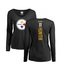 Football Women's Pittsburgh Steelers #11 Justin Hunter Black Backer Slim Fit Long Sleeve T-Shirt