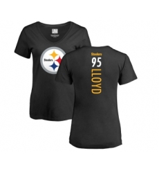 Football Women's Pittsburgh Steelers #95 Greg Lloyd Black Backer Slim Fit T-Shirt