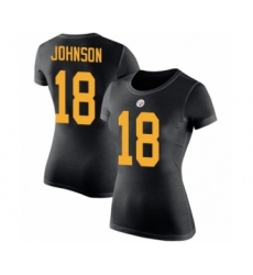 Women's Pittsburgh Steelers #18 Diontae Johnson Black Rush Pride Name & Number T-Shirt