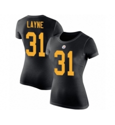 Women's Pittsburgh Steelers #31 Justin Layne Black Rush Pride Name & Number T-Shirt